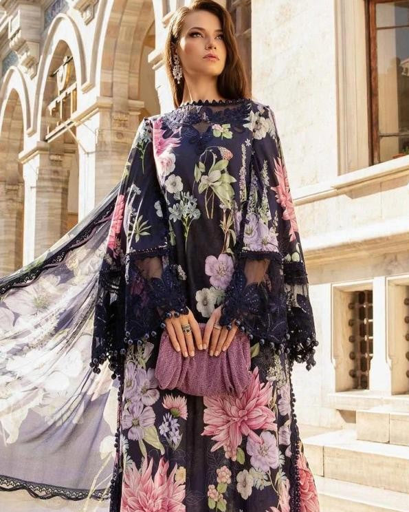 Maria B – 3PC Embroidered Lawn Suit – Design 07