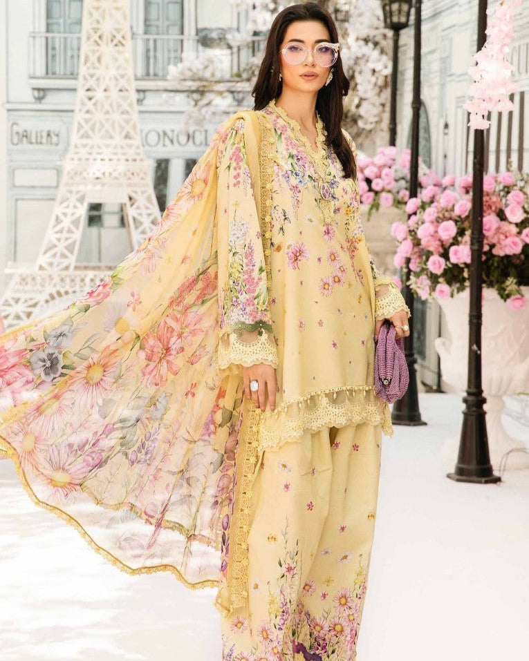 Maria B – 3PC Embroidered Lawn Suit – Design 02