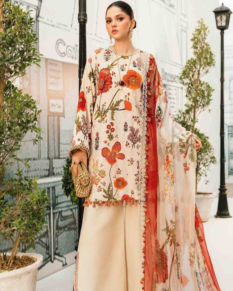 Maria B – 3PC Embroidered Lawn Suit – Design 03