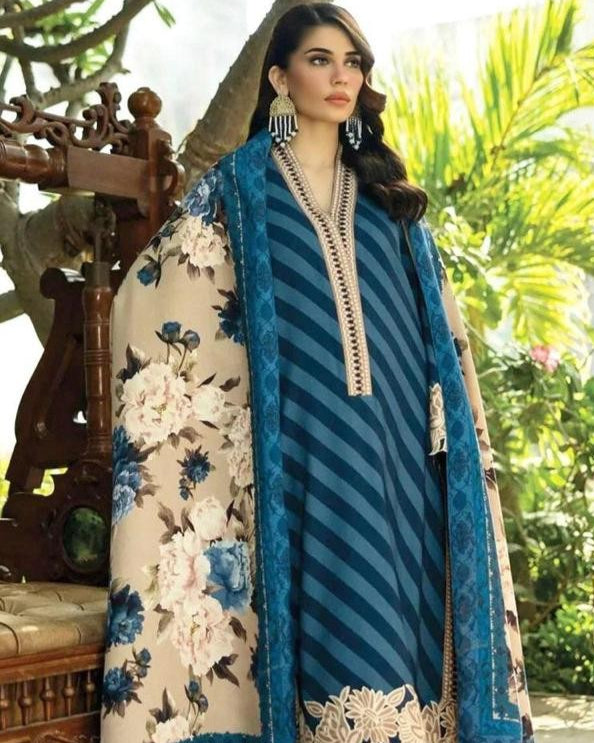 Zainab Chottani – 3PC Lawn Suit with Embroidered Patches – Design 01