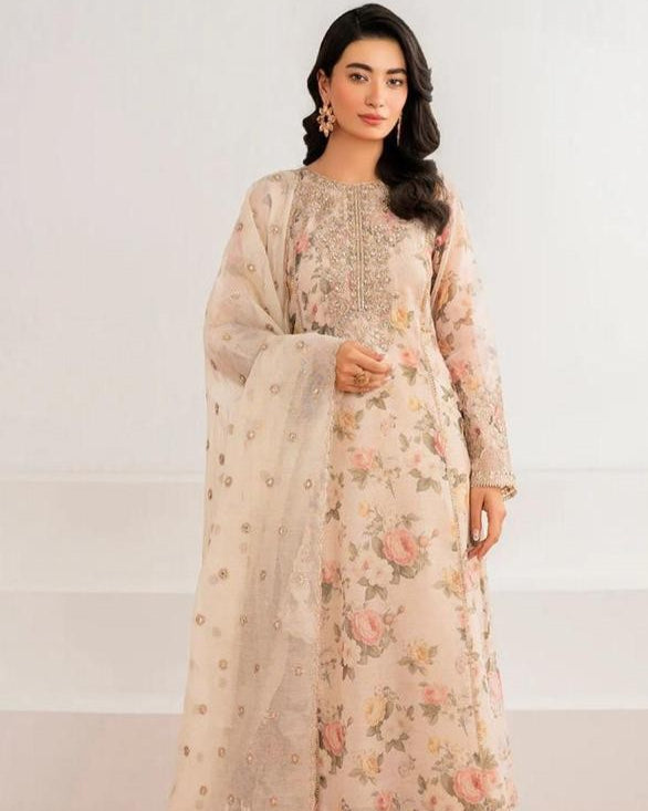 Baroque – 3PC Lawn Suit with Embroidered Patches – Design 02