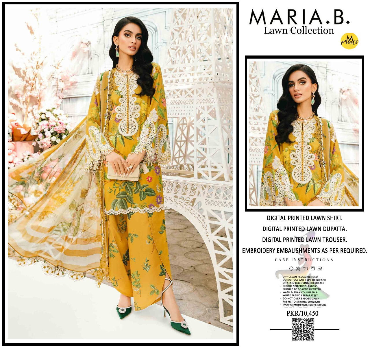 Maria B – 3PC Embroidered Lawn Suit – Design 04