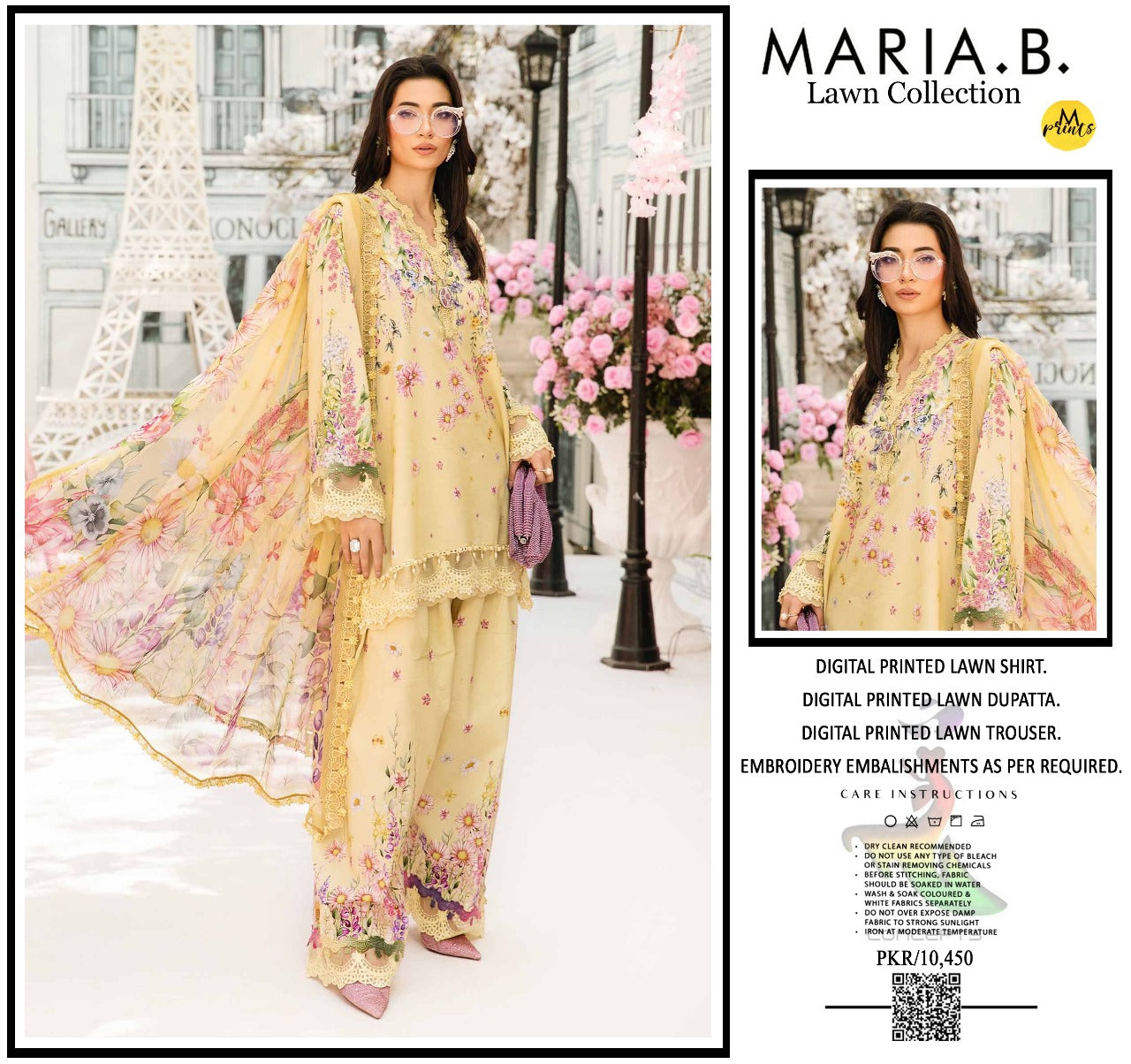 Maria B – 3PC Embroidered Lawn Suit – Design 02