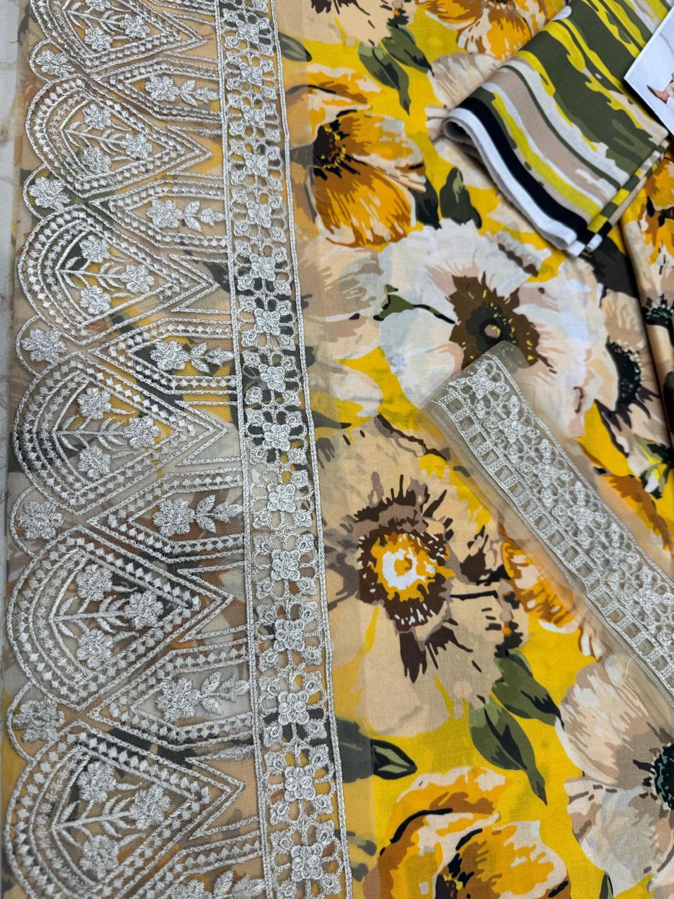 Baroque – 3PC Lawn Suit with Embroidered Patches – Design 03