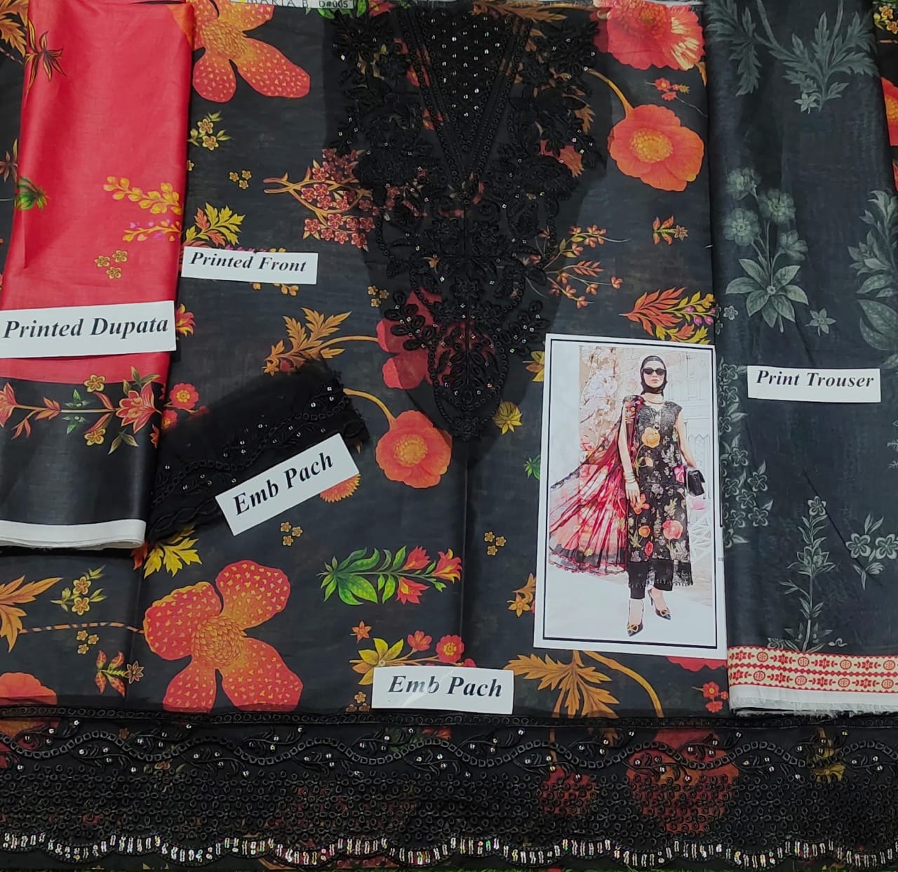 Maria B – 3PC Embroidered Lawn Suit – Design 10